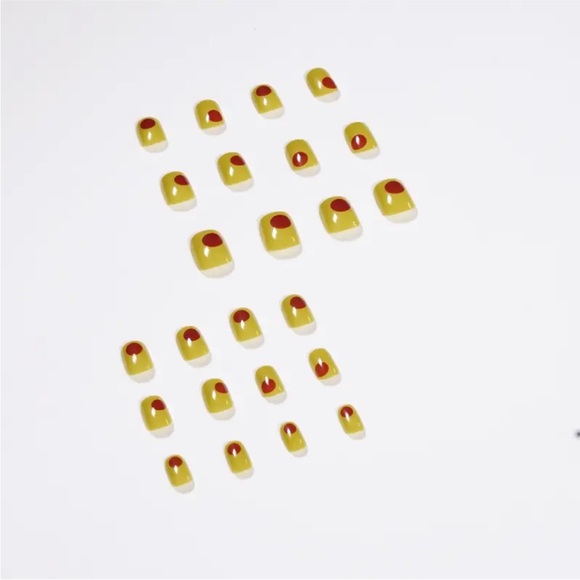 24Pcs Geometric Green Square Fake Nails Full Cover French Summer Press On Nails - Picture 6 of 10